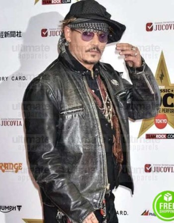 JOHNNY DEPP BLACK DISTRESSED LEATHER JACKET JOHNNY DEPP BLACK DISTRESSED LEATHER JACKET