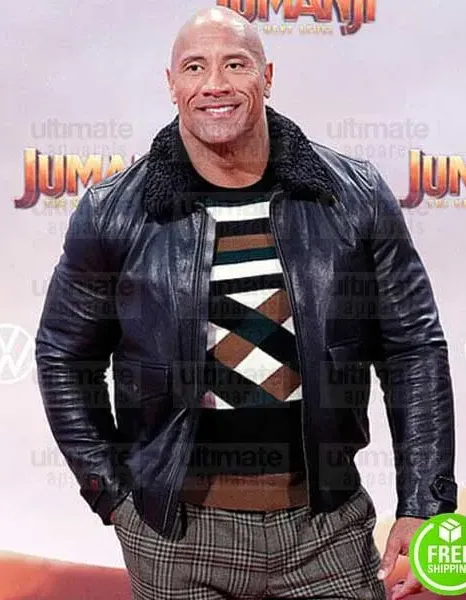 JUMANJI THE NEXT LEVEL DWAYNE JOHNSON (BRAVESTONE) BLACK FUR COLLAR JACKET JUMANJI THE NEXT LEVEL DWAYNE JOHNSON (BRAVESTONE) BLACK FUR COLLAR JACKET