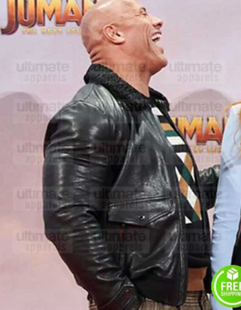 JUMANJI THE NEXT LEVEL DWAYNE JOHNSON (BRAVESTONE) BLACK FUR COLLAR JACKET