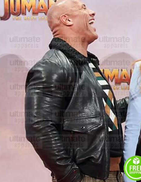 JUMANJI THE NEXT LEVEL DWAYNE JOHNSON (BRAVESTONE) BLACK FUR COLLAR JACKET