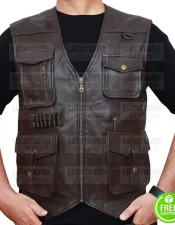 JURASSIC WORLD FALLEN KINGDOM CHRIS PRATT (OWEN GRADY) BROWN LEATHER VEST