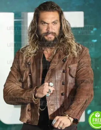 JUSTICE LEAGUE JASON MOMOA (AQUAMAN) DITRESSED LEATHER JACKET