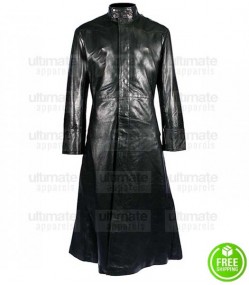 MATRIX KEANU REEVES (NEO) BLACK LEATHER TRENCH COAT
