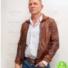 KNIVES OUT DANIEL CRAIG (BENOIT BLANC) BROWN LEATHER JACKET
