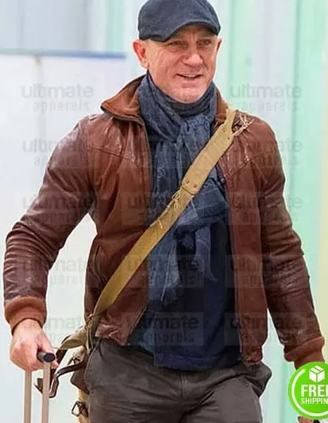 KNIVES OUT DANIEL CRAIG (BENOIT BLANC) BROWN LEATHER JACKET KNIVES OUT DANIEL CRAIG (BENOIT BLANC) BROWN LEATHER JACKET