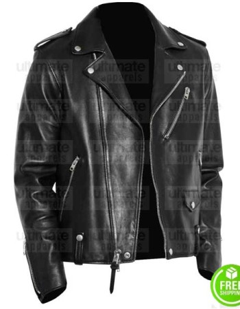 MEN'S BLACK LEATHER MOTORCYCLE JACKET ONTARIO CANADA