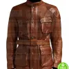 LONG BROWN LEATHER WITH BELT JACKET