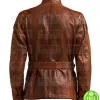 LONG BROWN LEATHER WITH BELT JACKET