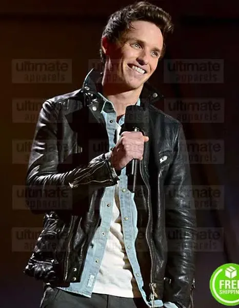 MTV AWARDS EDDIE REDMAYNE BLACK BIKER LEATHER JACKET MTV AWARDS EDDIE REDMAYNE BLACK BIKER LEATHER JACKET