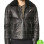 NEW BLACK FUR COLLAR LEATHER JACKET