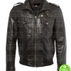 MEN'S DARK BROWN LEATHER JACKET LONDON