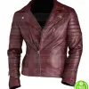 MEN'S MAROON LEATHER BIKER JACKET MEN'S MAROON LEATHER BIKER JACKET