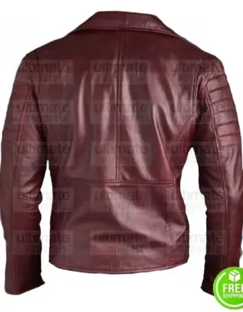 MEN'S MAROON LEATHER BIKER JACKET