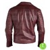 MEN'S MAROON LEATHER BIKER JACKET