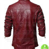 MEN'S MAROON LEATHER BLAZER JACKET