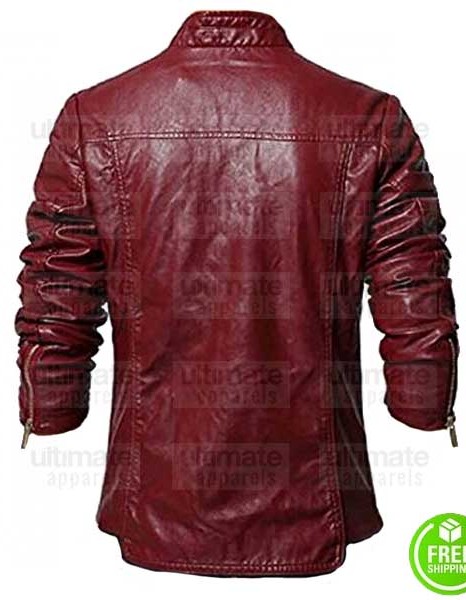 MEN'S MAROON LEATHER BLAZER JACKET