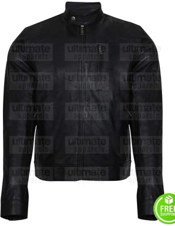 MEN'S MOTORCYCLE BLACK LEATHER JACKET
