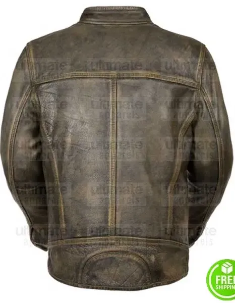 MEN'S OLIVE GREEN DISTRESSED LEATHER JACKET MEN'S OLIVE GREEN DISTRESSED LEATHER JACKET