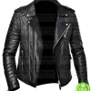 MEN'S QUILTED BLACK LEATHER BIKER JACKET 