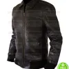 SHIRT COLLAR BLACK BOMBER LEATHER JACKET SHIRT COLLAR BLACK BOMBER LEATHER JACKET