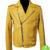 MEN'S YELLOW LEATHER MOTORCYCLE JACKET