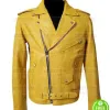 MEN'S YELLOW LEATHER MOTORCYCLE JACKET MEN'S YELLOW LEATHER MOTORCYCLE JACKET