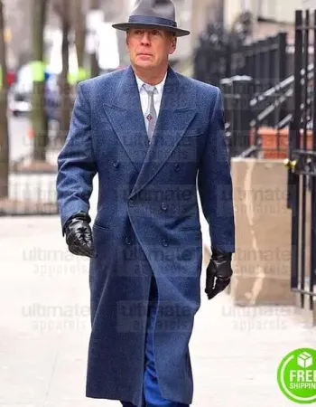 MOTHERLESS BROOKLYN BRUCE WILLIS (FRANK MINNA) BLUE WOOL COAT