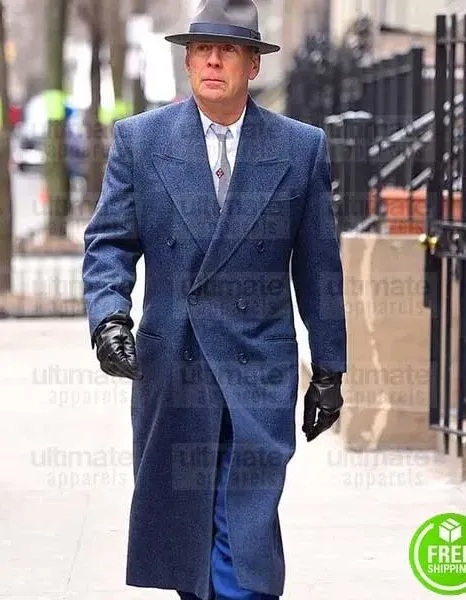 MOTHERLESS BROOKLYN BRUCE WILLIS (FRANK MINNA) BLUE WOOL COAT MOTHERLESS BROOKLYN BRUCE WILLIS (FRANK MINNA) BLUE WOOL COAT