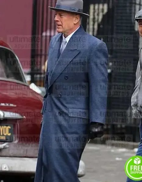 MOTHERLESS BROOKLYN BRUCE WILLIS (FRANK MINNA) BLUE WOOL COAT MOTHERLESS BROOKLYN BRUCE WILLIS (FRANK MINNA) BLUE WOOL COAT