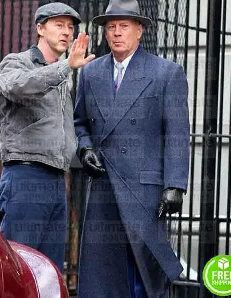 MOTHERLESS BROOKLYN BRUCE WILLIS (FRANK MINNA) BLUE WOOL COAT MOTHERLESS BROOKLYN BRUCE WILLIS (FRANK MINNA) BLUE WOOL COAT