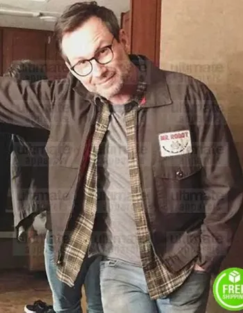 MR. ROBOT CHRISTIAN SLATER BROWN COTTON JACKET