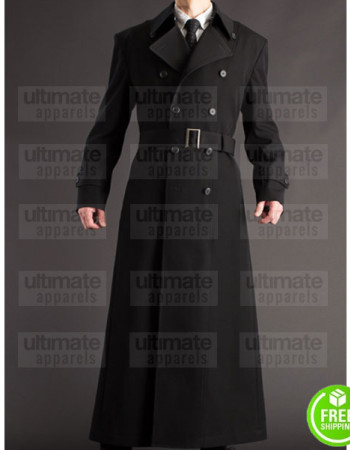 NAPOLEON STYLE FRENCH MILITARY BLACK COTTON TRENCH COAT