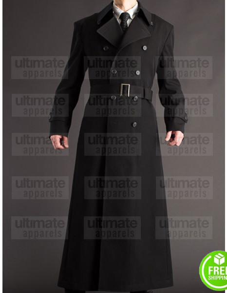 NAPOLEON STYLE FRENCH MILITARY BLACK COTTON TRENCH COAT