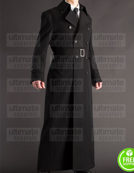 NAPOLEON STYLE FRENCH MILITARY BLACK COTTON TRENCH COAT