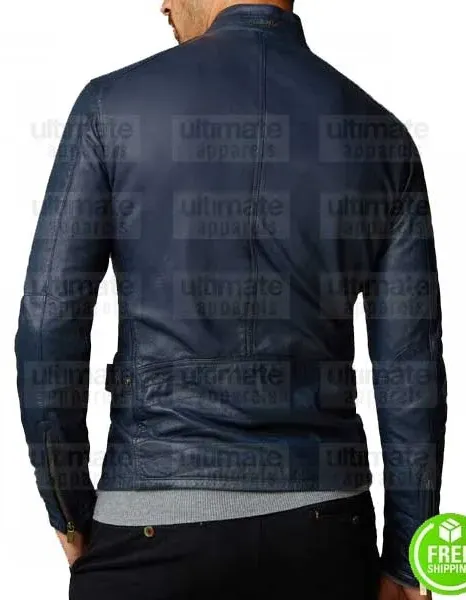 MEN'S FASHION NAVY BLUE LEATHER JACKET MEN'S FASHION NAVY BLUE LEATHER JACKET
