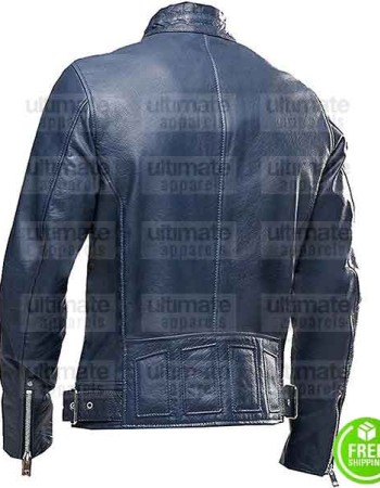 CAFE RACER NAVY BLUE LEATHER MOTORCYCLE JACKET CAFE RACER NAVY BLUE LEATHER MOTORCYCLE JACKET