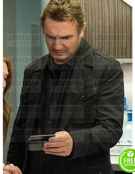 NON-STOP LIAM NEESON (BILL MARKS) BLACK COTTON JACKET COAT NON-STOP LIAM NEESON (BILL MARKS) BLACK COTTON JACKET COAT