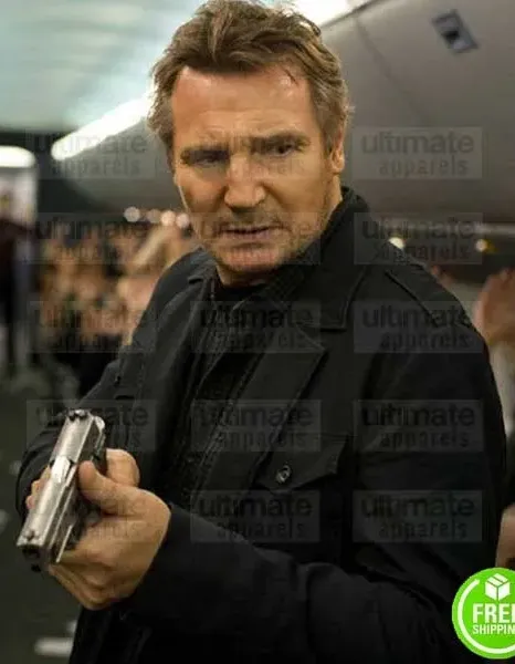 NON-STOP LIAM NEESON (BILL MARKS) BLACK COTTON JACKET COAT NON-STOP LIAM NEESON (BILL MARKS) BLACK COTTON JACKET COAT