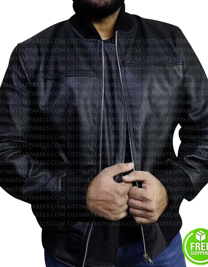 BLACK BOMBER LEATHER JACKET BLACK BOMBER LEATHER JACKET