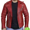 BLOOD RED BIKER LEATHER JACKET