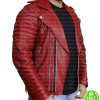 BLOOD RED BIKER LEATHER JACKET BLOOD RED BIKER LEATHER JACKET