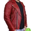 BLOOD RED BIKER LEATHER JACKET