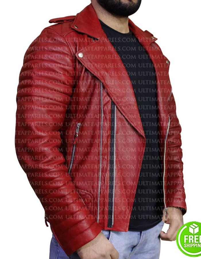 BLOOD RED BIKER LEATHER JACKET BLOOD RED BIKER LEATHER JACKET