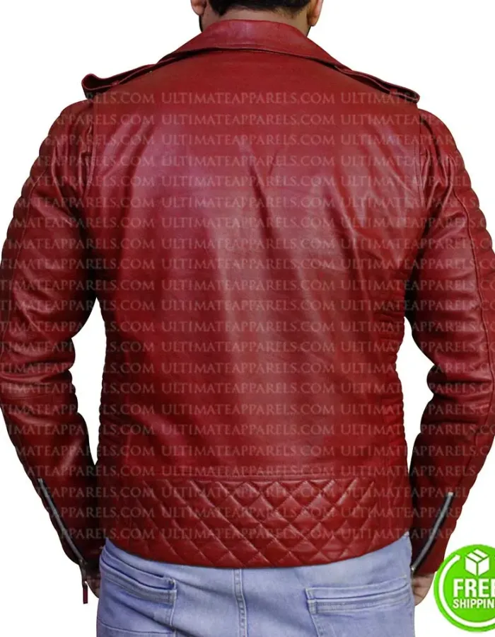 BLOOD RED BIKER LEATHER JACKET
