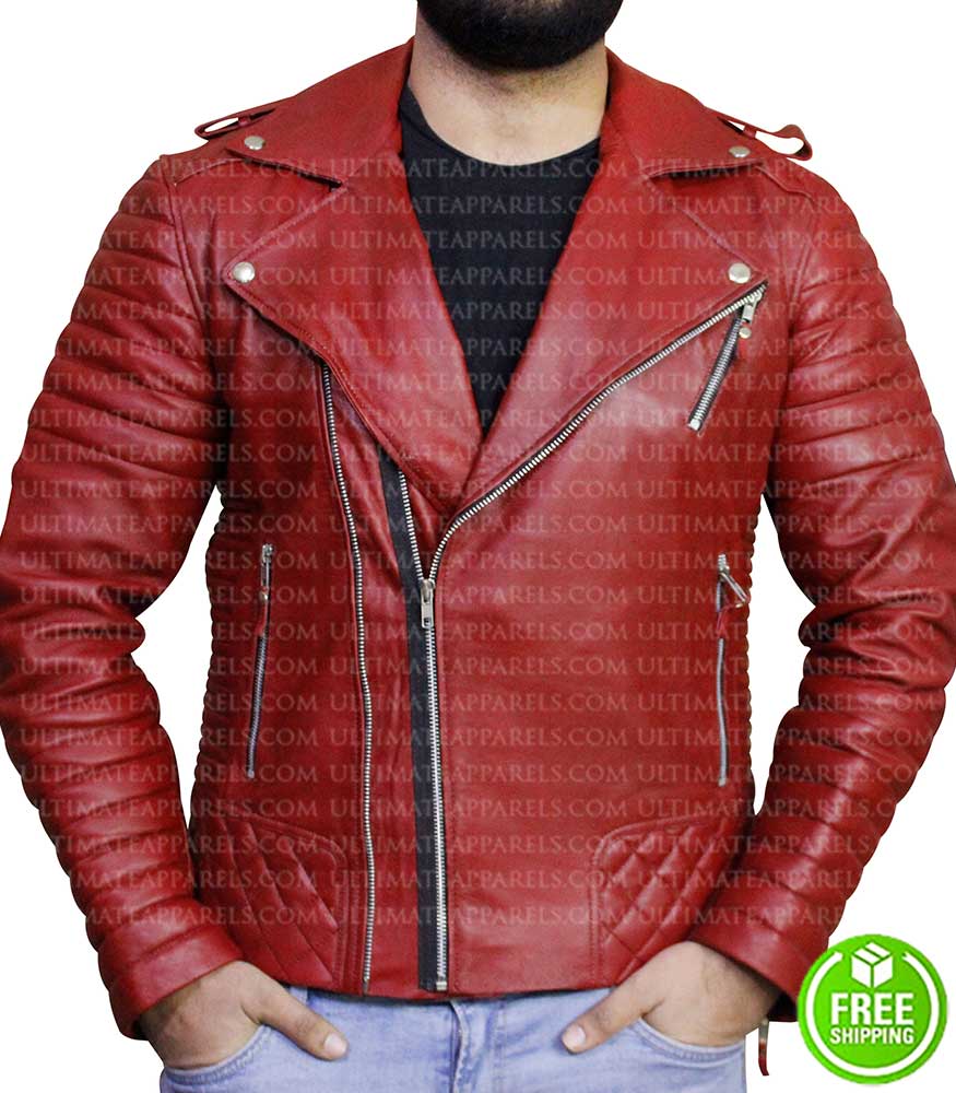 Buy Blood Red Leather Jacket | Red Biker Jacket