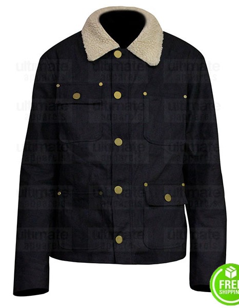 CHICAGO P.D PATRICK JOHN FLUGER BLACK FUR COLLAR JACKET CHICAGO P.D PATRICK JOHN FLUGER BLACK FUR COLLAR JACKET