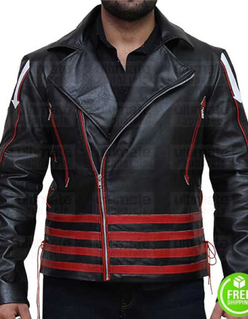 ROCKSTAR FREDDIE MERCURY RED AND BLACK LEATHER JACKET
