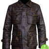 FOUR POCKETS DARK BROWN DISTRESSED LEATHER JACKET FOUR POCKETS DARK BROWN DISTRESSED LEATHER JACKET
