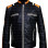 RETRO STRIPED BLACK LEATHER JACKET