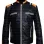 RETRO STRIPED BLACK LEATHER JACKET